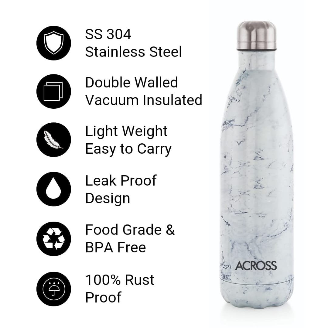 Cola Stainless Steel Hot & Cold Water Bottle White 750ml