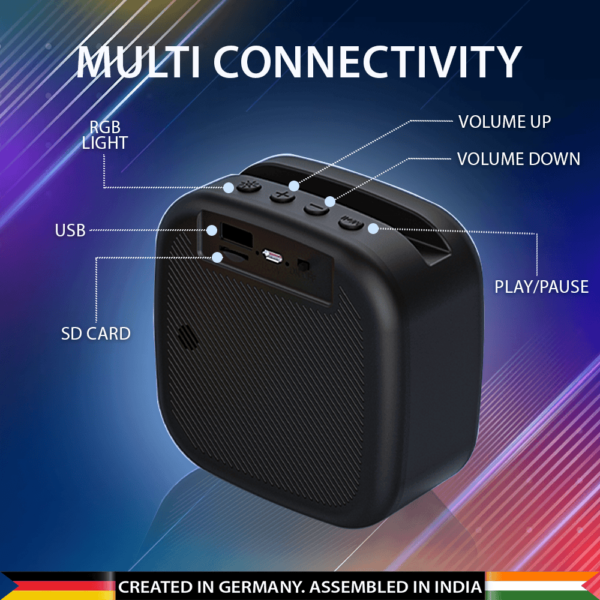 Blaupunkt 5 Watts Mini Bluetooth Portable Speaker with Dynamic RGB Lights and Mobile Phone Holder - Image 6